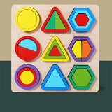 Formas geométricas de madeira coloridas montessori quebra-cabeças cognitivos 3