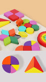 Formas geométricas de madeira coloridas montessori quebra-cabeças cognitivos 3