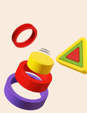 Formas geométricas de madeira coloridas montessori quebra-cabeças cognitivos 3