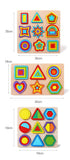 Formas geométricas de madeira coloridas montessori quebra-cabeças cognitivos 3