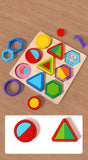 Formas geométricas de madeira coloridas montessori quebra-cabeças cognitivos 3