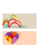 Formas geométricas de madeira coloridas montessori quebra-cabeças cognitivos 3