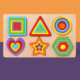 Formas geométricas de madeira coloridas montessori quebra-cabeças cognitivos 3