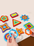 Formas geométricas de madeira coloridas montessori quebra-cabeças cognitivos 3