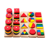 Conjunto Educativo 8 em 1 Montessori de Formas Geométricas – Blocos de Madeira Sensoriais para Bebês e Crianças
