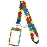 Cordão de Pescoço Estampado com Identificação para Autismo – Porta-Chaves, Celular, Crachá e Apito de Segurança Infantil