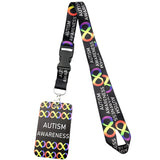 Cordão de Pescoço Estampado com Identificação para Autismo – Porta-Chaves, Celular, Crachá e Apito de Segurança Infantil