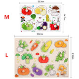 Quebra-Cabeça Montessori de Madeira com Pinos – Formas, Frutas e Animais em 3D para Coordenação Motora e Concentração Infantil