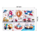 Quebra-Cabeça Montessori de Madeira com Pinos – Formas, Frutas e Animais em 3D para Coordenação Motora e Concentração Infantil