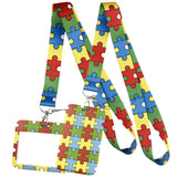 Cordão de Pescoço Estampado com Identificação para Autismo – Porta-Chaves, Celular, Crachá e Apito de Segurança Infantil