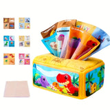 Livro de Pano Sensorial para Bebês (0-3 Anos) – Resistente a Rasgos, Algodão Orgânico, Brinquedo Educativo Montessori com 7 Páginas Interativas