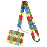 Cordão de Pescoço Estampado com Identificação para Autismo – Porta-Chaves, Celular, Crachá e Apito de Segurança Infantil