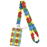 Cordão de Pescoço Estampado com Identificação para Autismo – Porta-Chaves, Celular, Crachá e Apito de Segurança Infantil