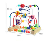 Brinquedo Montessori de Madeira 3 em 1 – Labirinto de Grânulos, Ábaco e Montanha-Russa para Bebês de 1 a 3 Anos
