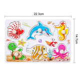 Quebra-Cabeça Montessori de Madeira com Pinos – Formas, Frutas e Animais em 3D para Coordenação Motora e Concentração Infantil