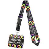 Cordão de Pescoço Estampado com Identificação para Autismo – Porta-Chaves, Celular, Crachá e Apito de Segurança Infantil