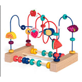 Brinquedo Montessori de Madeira 3 em 1 – Labirinto de Grânulos, Ábaco e Montanha-Russa para Bebês de 1 a 3 Anos