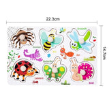 Quebra-Cabeça Montessori de Madeira com Pinos – Formas, Frutas e Animais em 3D para Coordenação Motora e Concentração Infantil