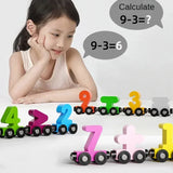 Trem de Madeira Montessori com Números e Dinossauros – Brinquedo Magnético Educativo 12 Peças