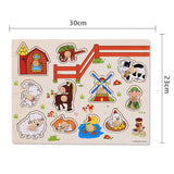 Quebra-Cabeça Montessori de Madeira com Pinos – Formas, Frutas e Animais em 3D para Coordenação Motora e Concentração Infantil