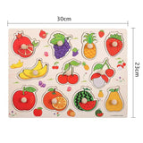 Quebra-Cabeça Montessori de Madeira com Pinos – Formas, Frutas e Animais em 3D para Coordenação Motora e Concentração Infantil