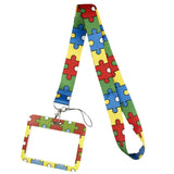 Cordão de Pescoço Estampado com Identificação para Autismo – Porta-Chaves, Celular, Crachá e Apito de Segurança Infantil