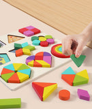 Formas geométricas de madeira coloridas montessori quebra-cabeças cognitivos 3