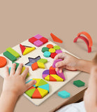 Formas geométricas de madeira coloridas montessori quebra-cabeças cognitivos 3