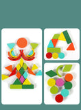 Formas geométricas de madeira coloridas montessori quebra-cabeças cognitivos 3